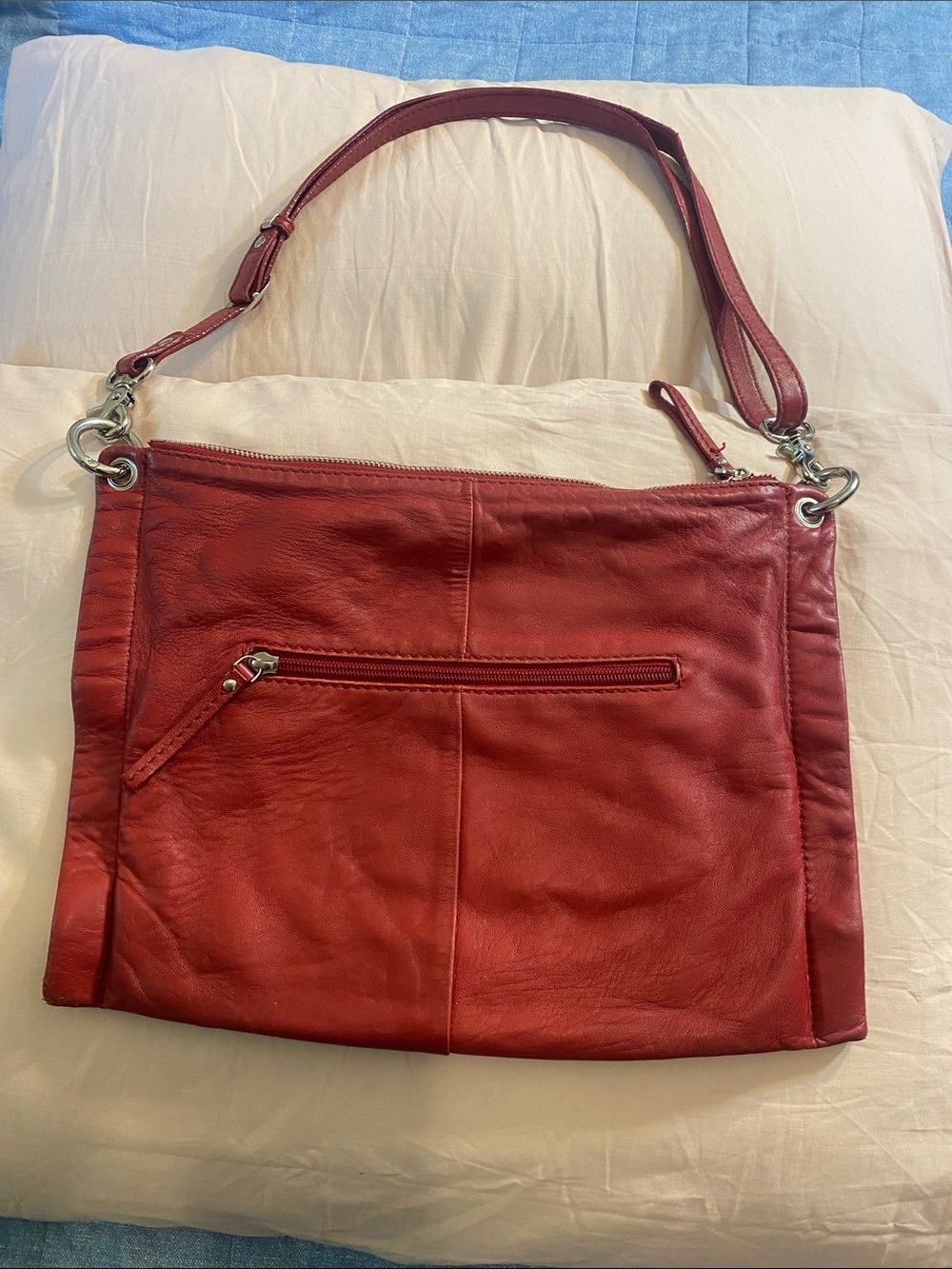 Soft and Slouchy Red Leather Danier Shoulder/Crossbody Bag